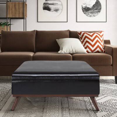 Square Storage Ottoman Faux Leather D882780