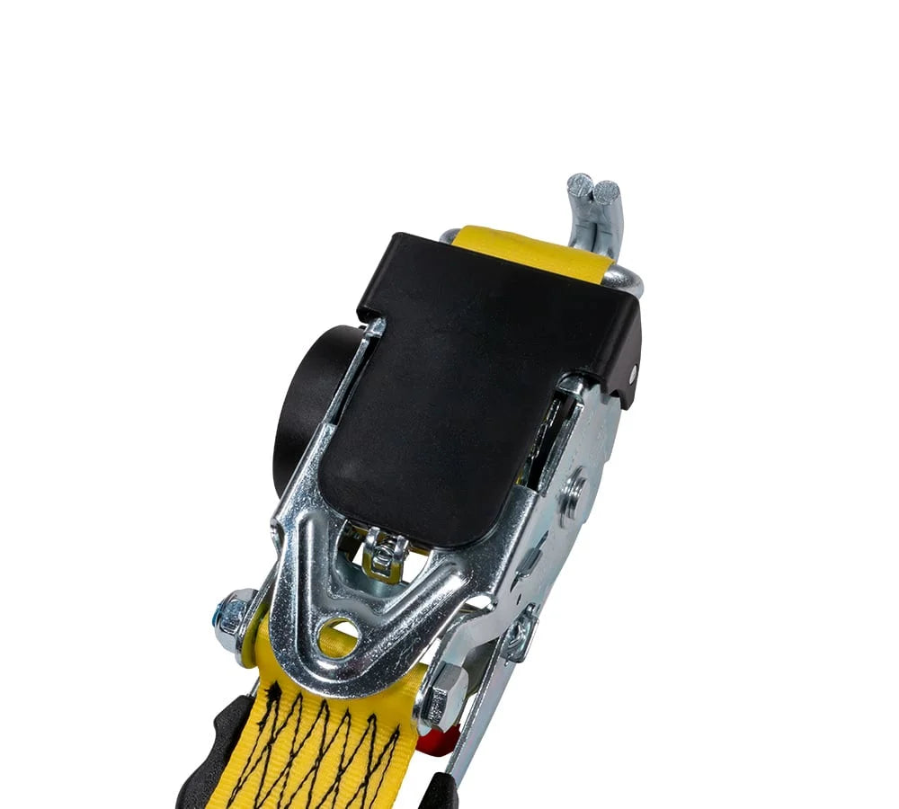 8 Pack 2" x 10' Retractable Ratchet Straps with Double J-Hook, 3,300 lbs Breaking Strength, Yellow X973