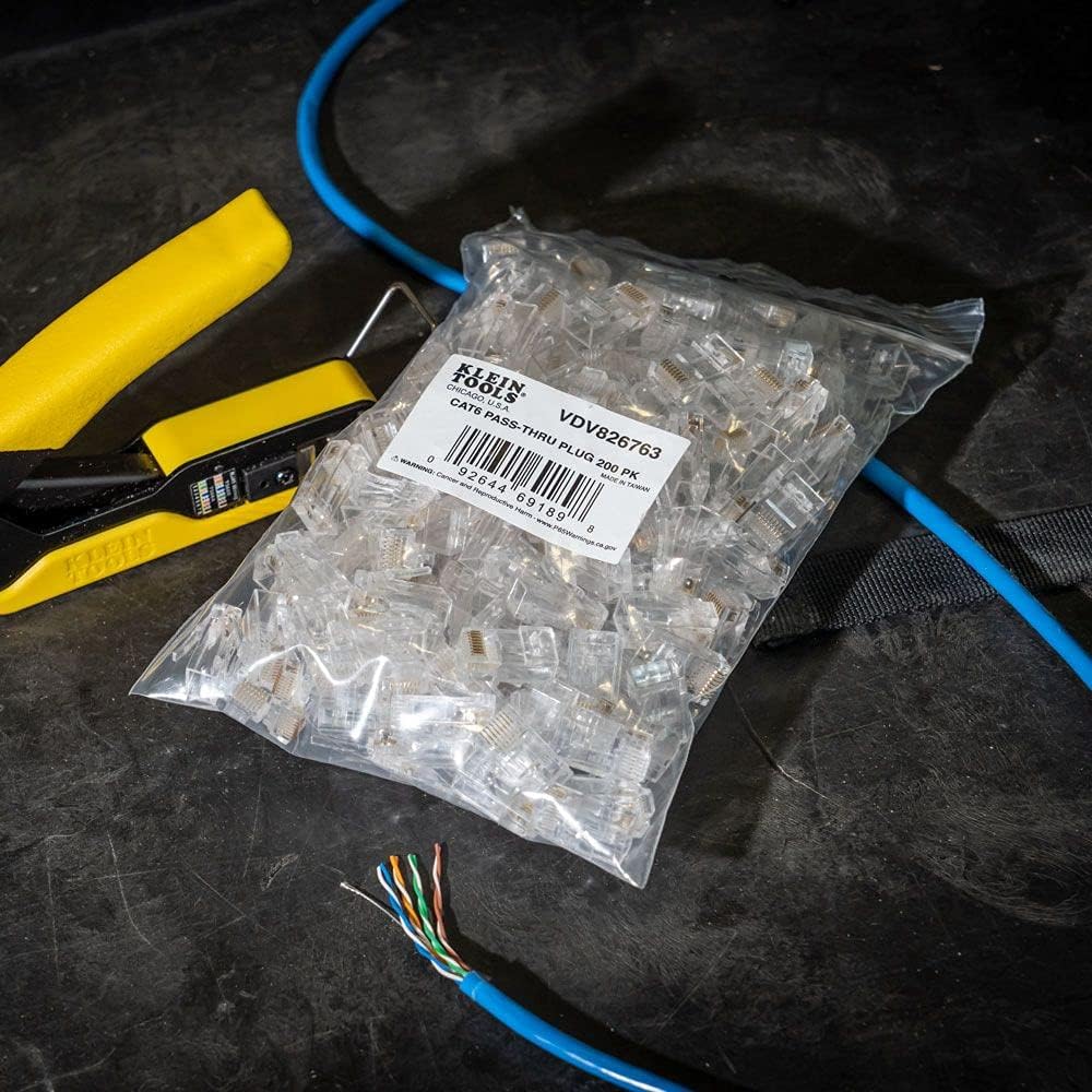 200-Pack Pass-Thru Modular Data Plugs for RJ45 and CAT6 K2648