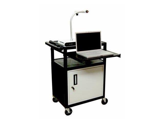 Black 3 Shelf Presentation Cart with Cabinet T293203