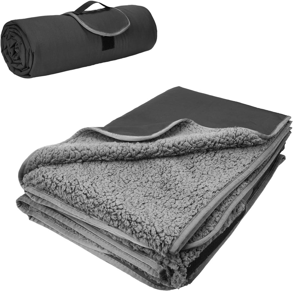 Navy Waterproof Sherpa Fleece Stadium Throw Blanket T1513