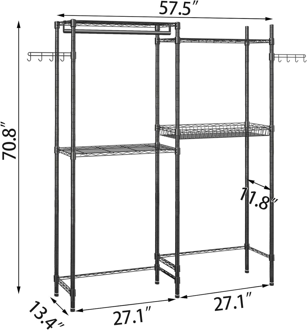 Black 4 Tiers Clothes Drying Rack with Adjustable Shelves T939
