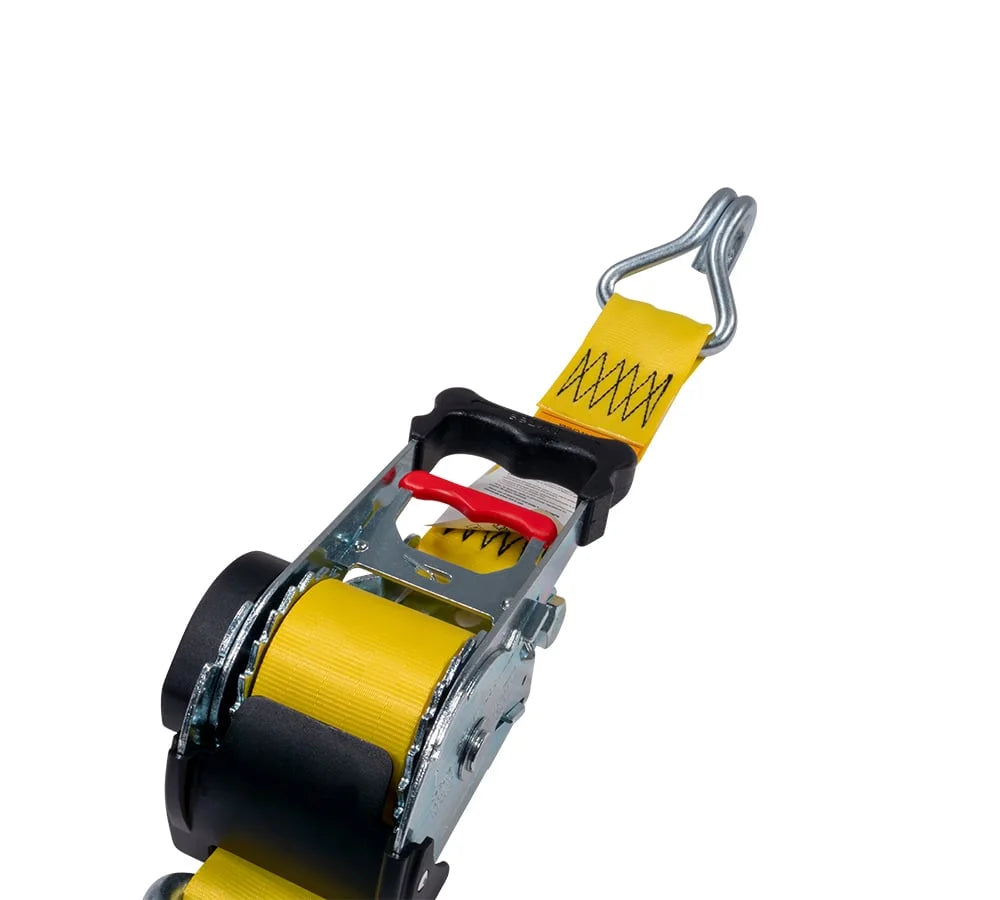 8 Pack 2" x 10' Retractable Ratchet Straps with Double J-Hook, 3,300 lbs Breaking Strength, Yellow X973