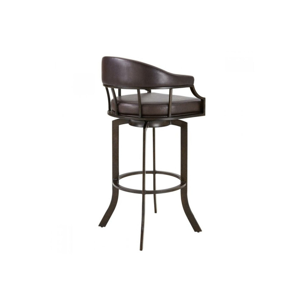 Brown Faux Leather Swivel Counter Stool Q6949