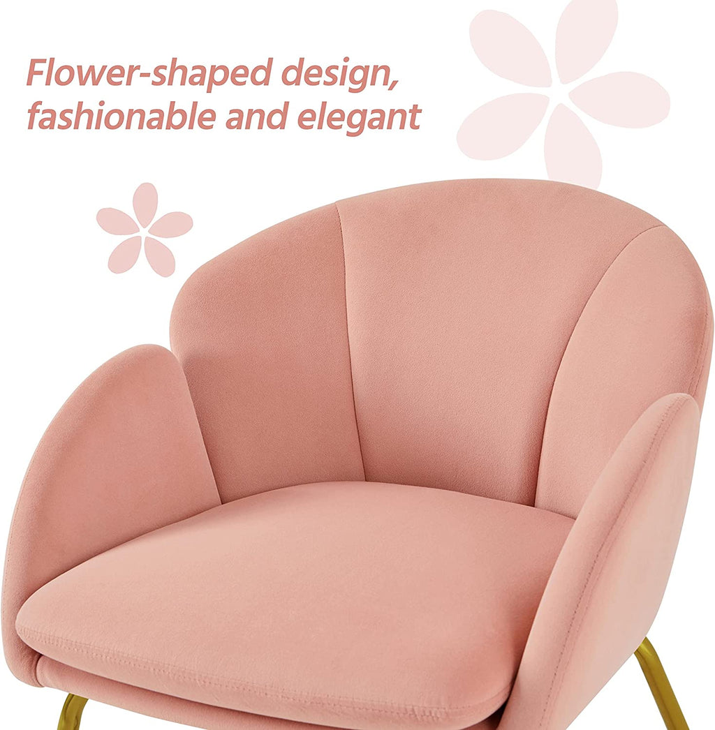 Flower Velvet Barrel Chair with Golden Metal Legs F652