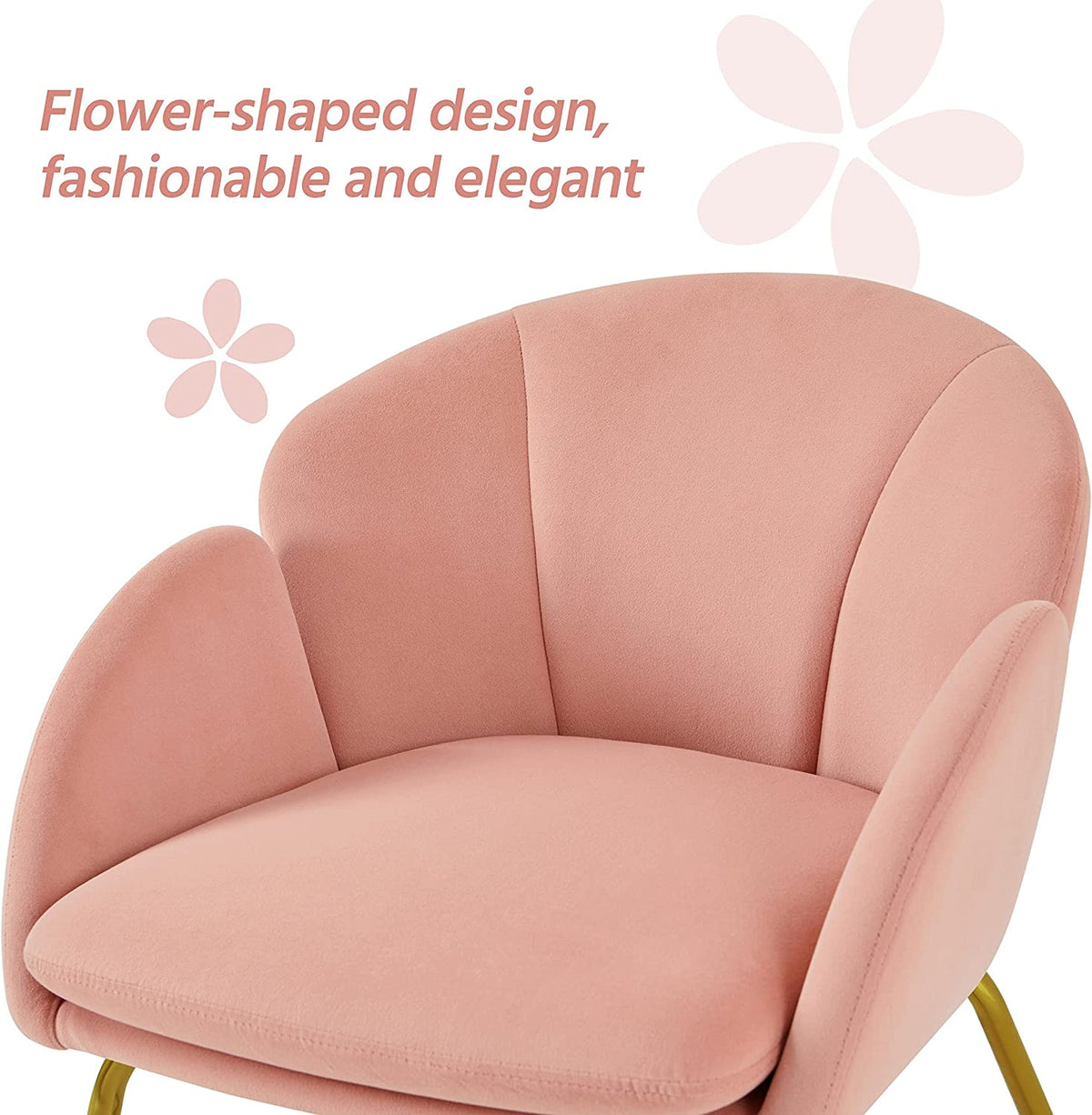 Flower Velvet Barrel Chair with Golden Metal Legs F652