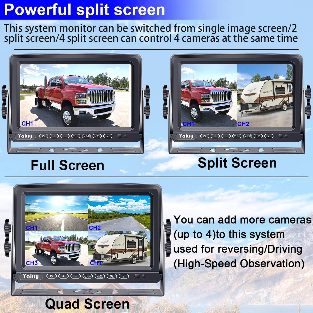 7 Inch Wireless HD 1080P Backup Camera with DVR Monitor V88712