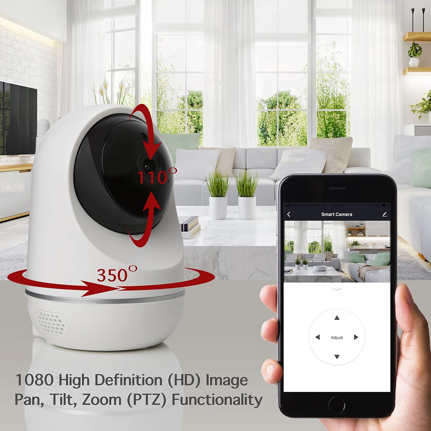 Wi-Fi Camera Pan Tilt Zoom with Audio & Video Recording, Pack of 2 J9347
