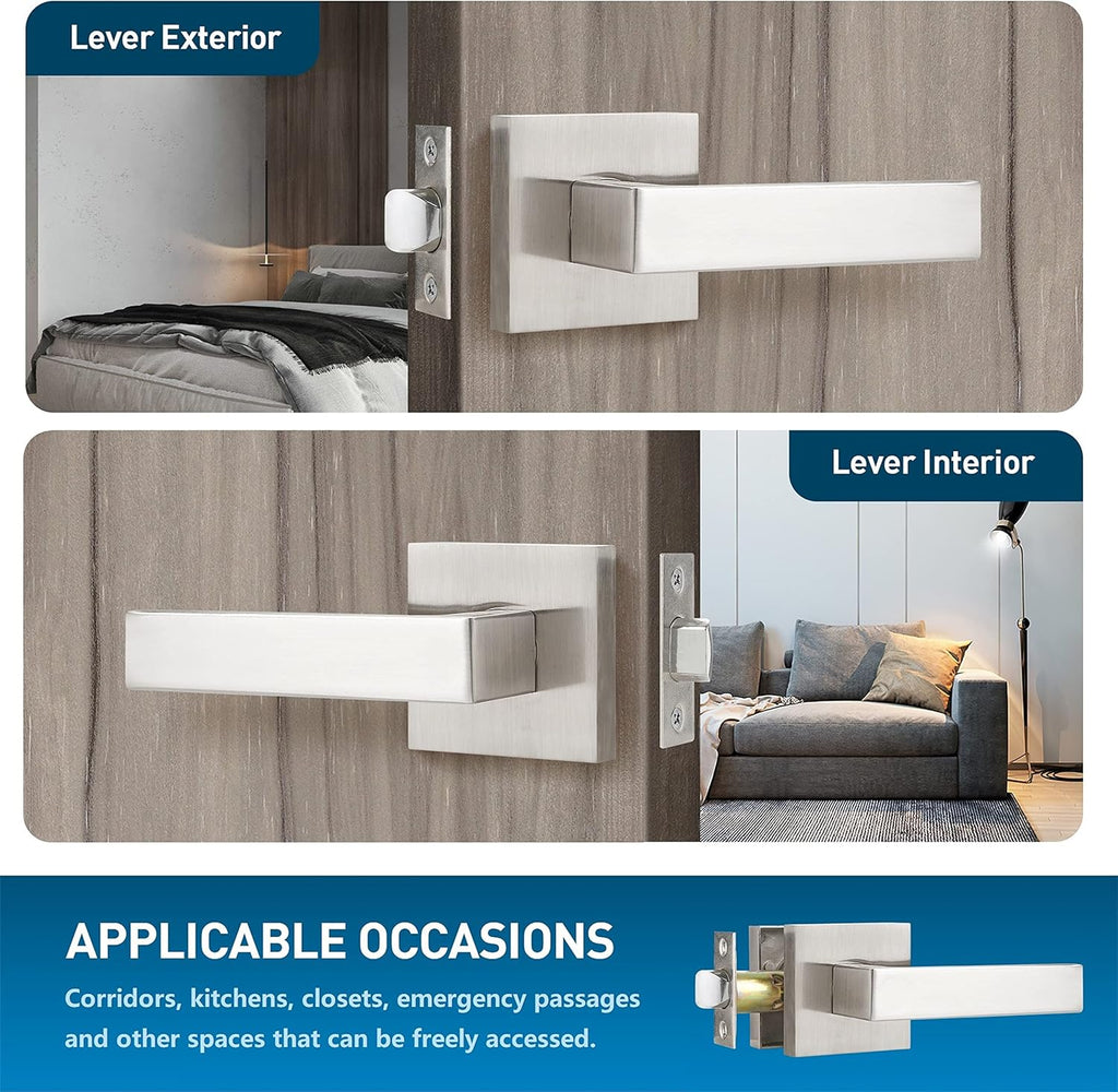 3 Pack Door Lever Handle Satin Nickel/Brushed Nickel Finish Pack of 2 F767