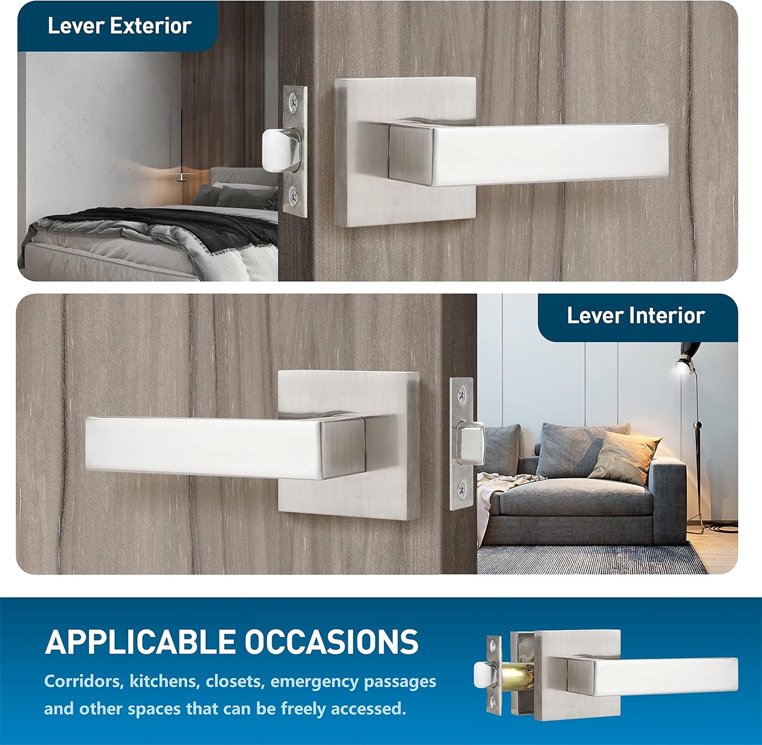 3 Pack Door Lever Handle Satin Nickel/Brushed Nickel Finish Pack of 2 F767