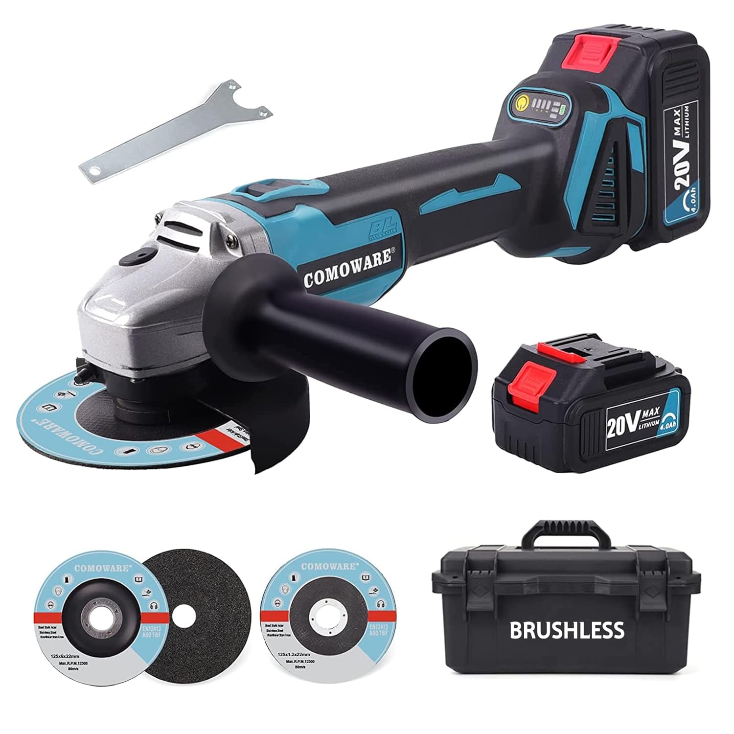 20V Brushless Cordless Angle Grinder Kit, 4-1/2 Inch, 4.0Ah Lithium-Ion Battery & Fast Charger I9409