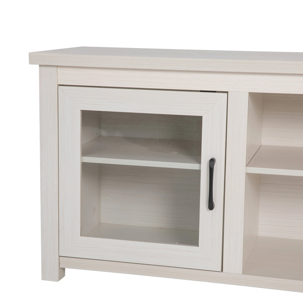 White Wash 65" TV Stand with Glass Doors and 3 Shelves C59293