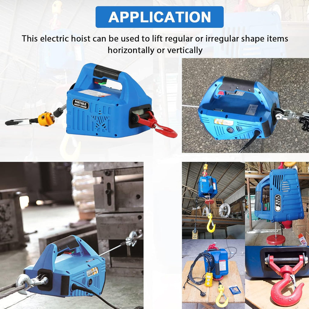 Electric Hoists 500KG 1100LB Lifting Capability 7.6M 25FT Lifting Height Wireless Remote Control Portable Household Winch 110V N5274