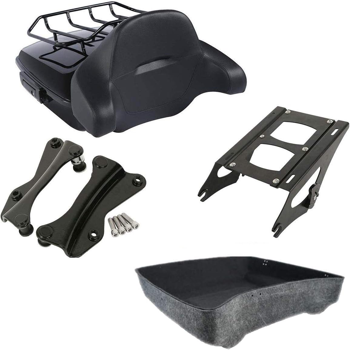 Chopped Tour Pack Trunk with Backrest Pad and Mounting Rack T96427