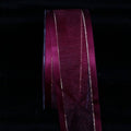 Wine Satin Edged Organdy with Gold Trim 1.5x22 x 30 Yards E299