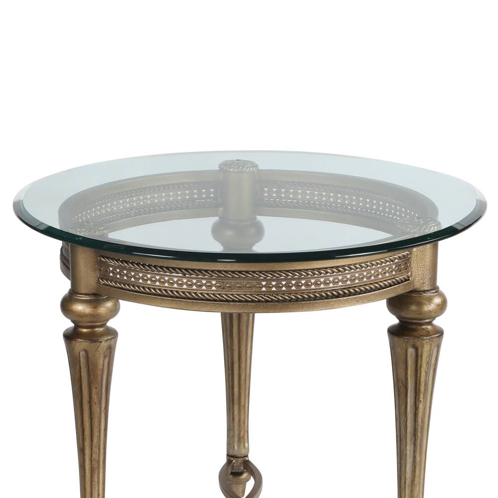 Round End Table with Glass Top Z64129