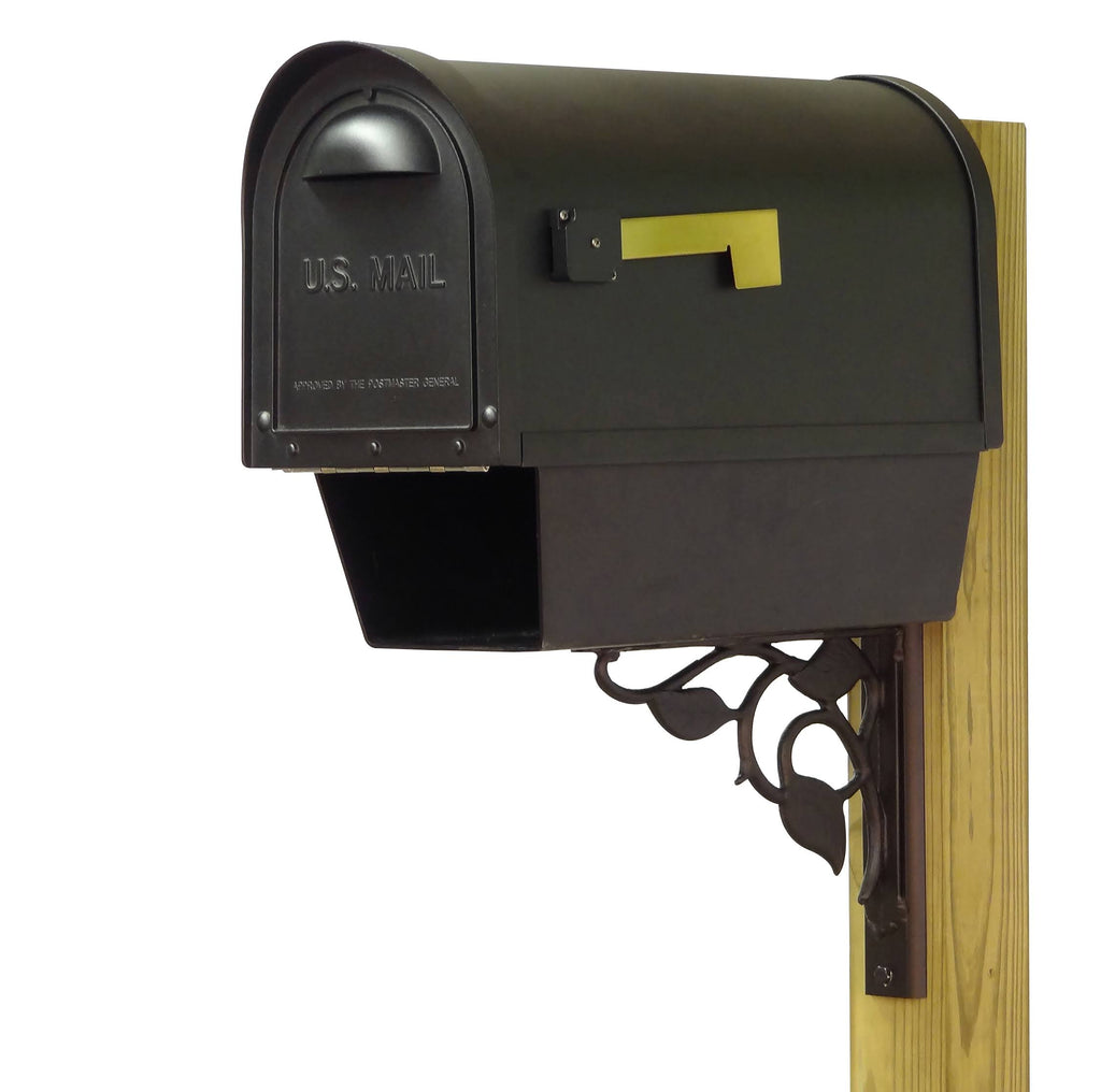 Classic Curbside Mailbox with Newspaper Tube and Floral Front R57329
