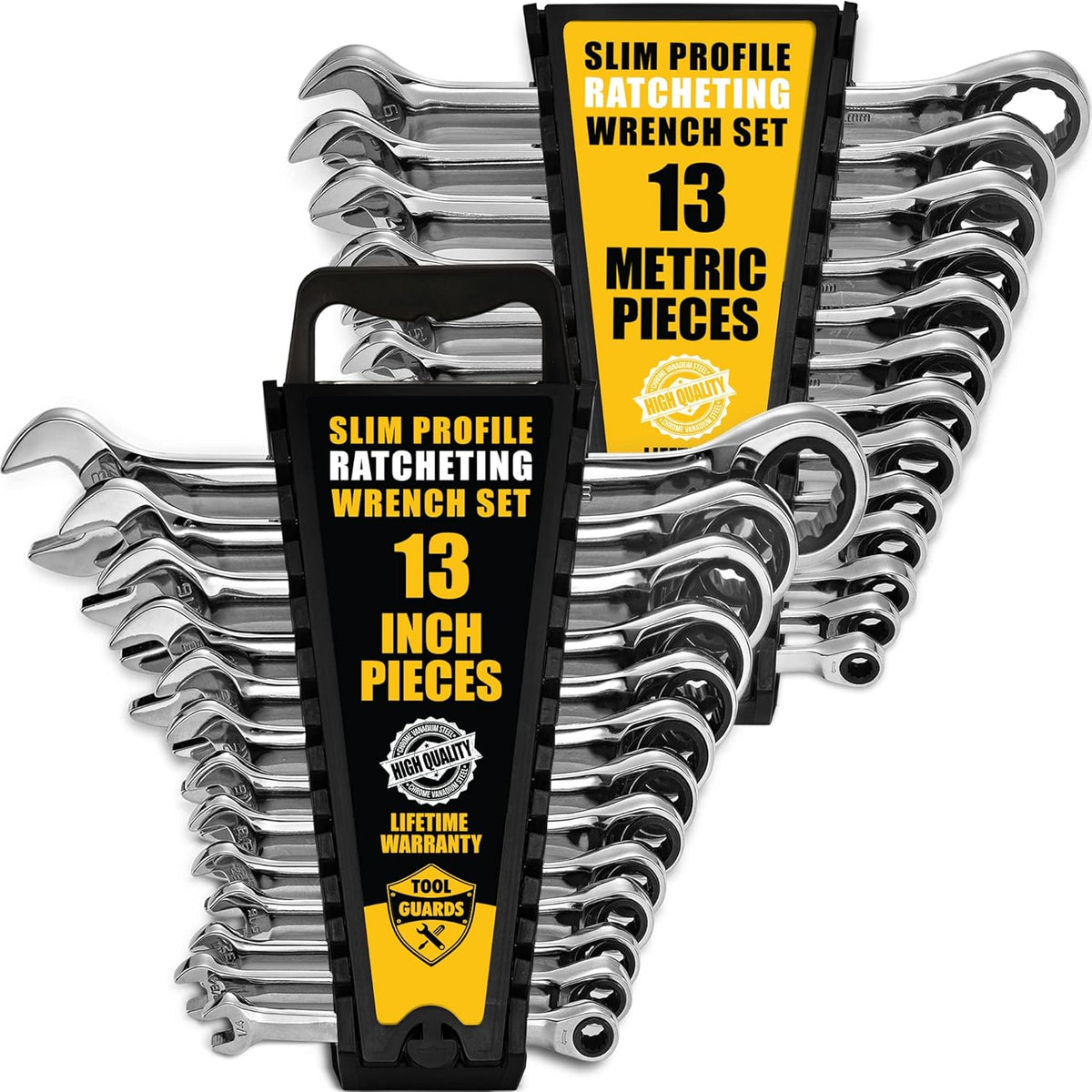 26 Pieces Ratcheting Wrench Set with Rack Organizer K714
