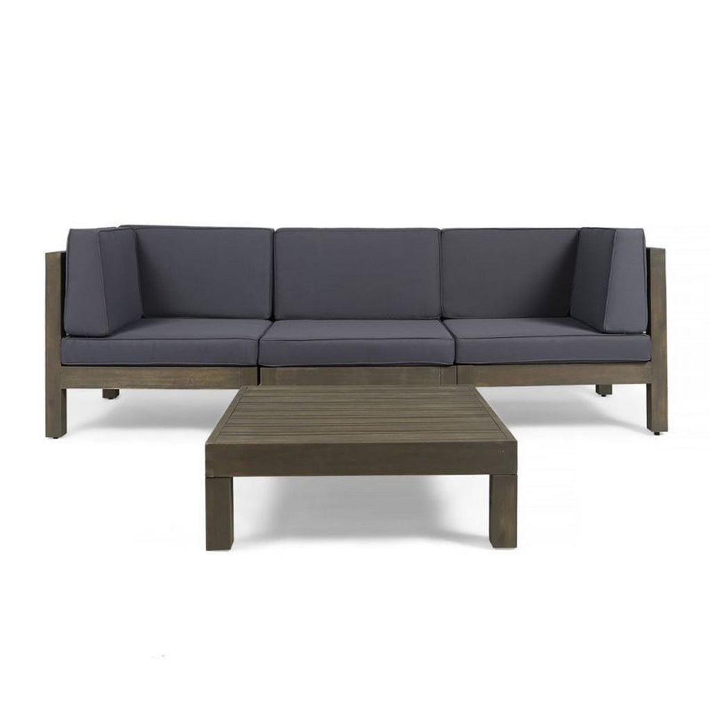 4 Piece Outdoor Acacia Wood Sofa Set in Gray E4372