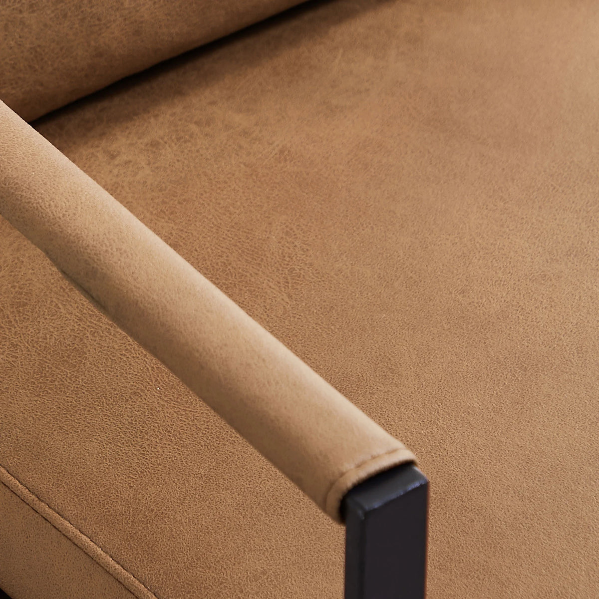 Camel PVC Leather Accent Chair with Metal Frame E861069