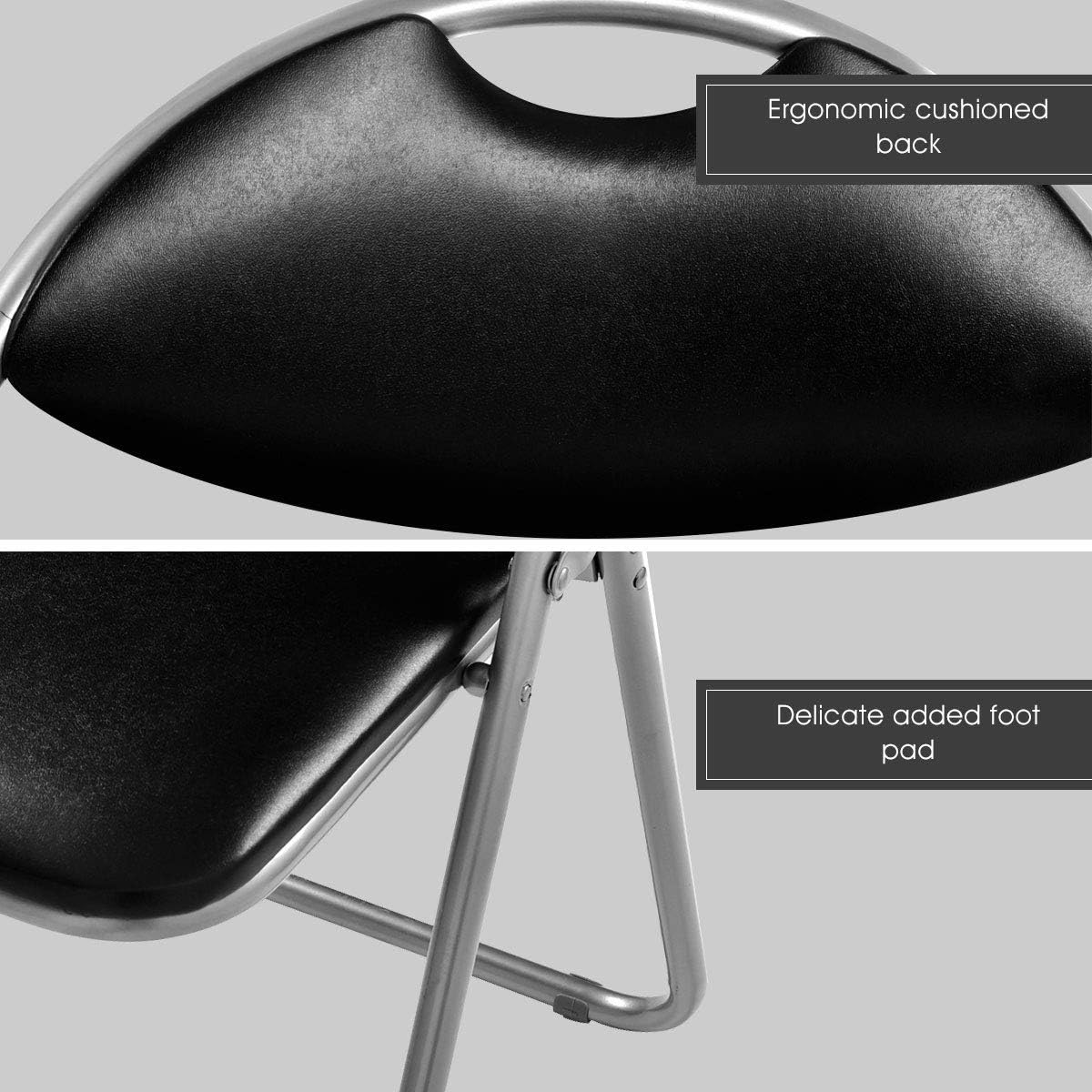6 Pack Aluminum Folding Chairs with Padded Seats and Carrying Handle, Black U453889