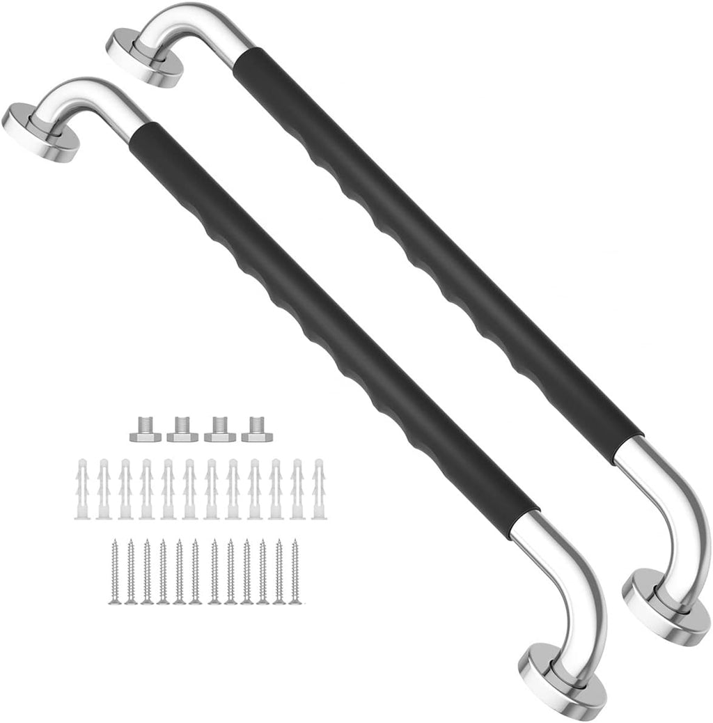 2 Pack 24 Inch Black Stainless Steel Bath Grab Bar with Anti Slip Rubber Grip D31600