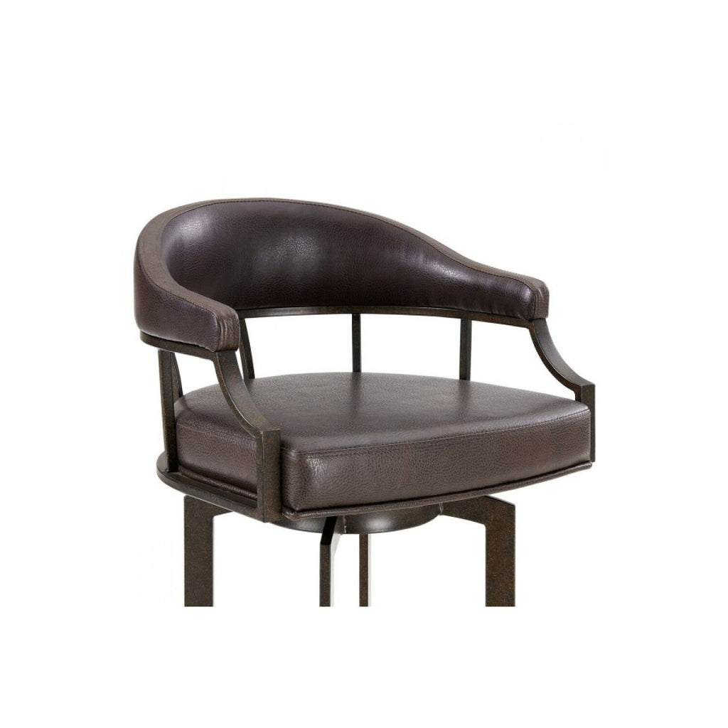 Brown Faux Leather Swivel Counter Stool Q6949