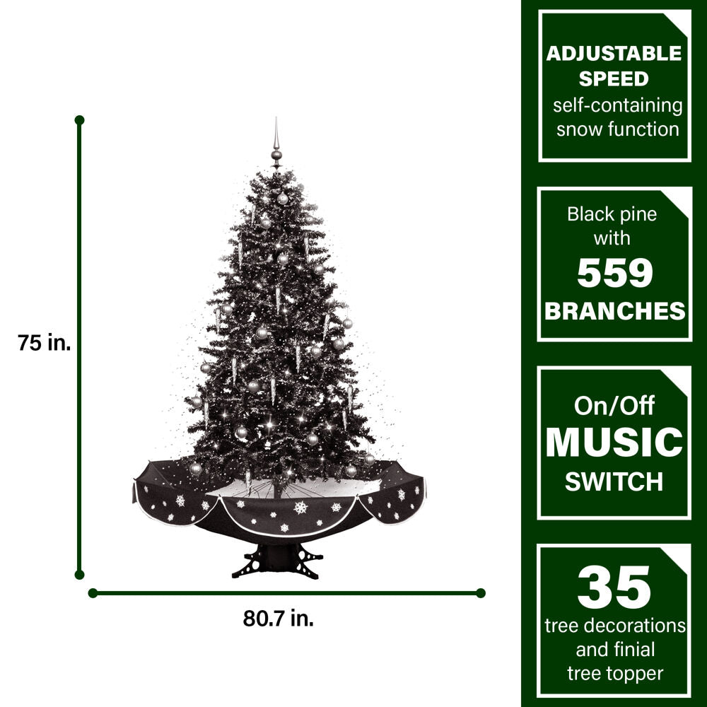 White Prelit LED Musical Christmas Tree with Umbrella Base L7455