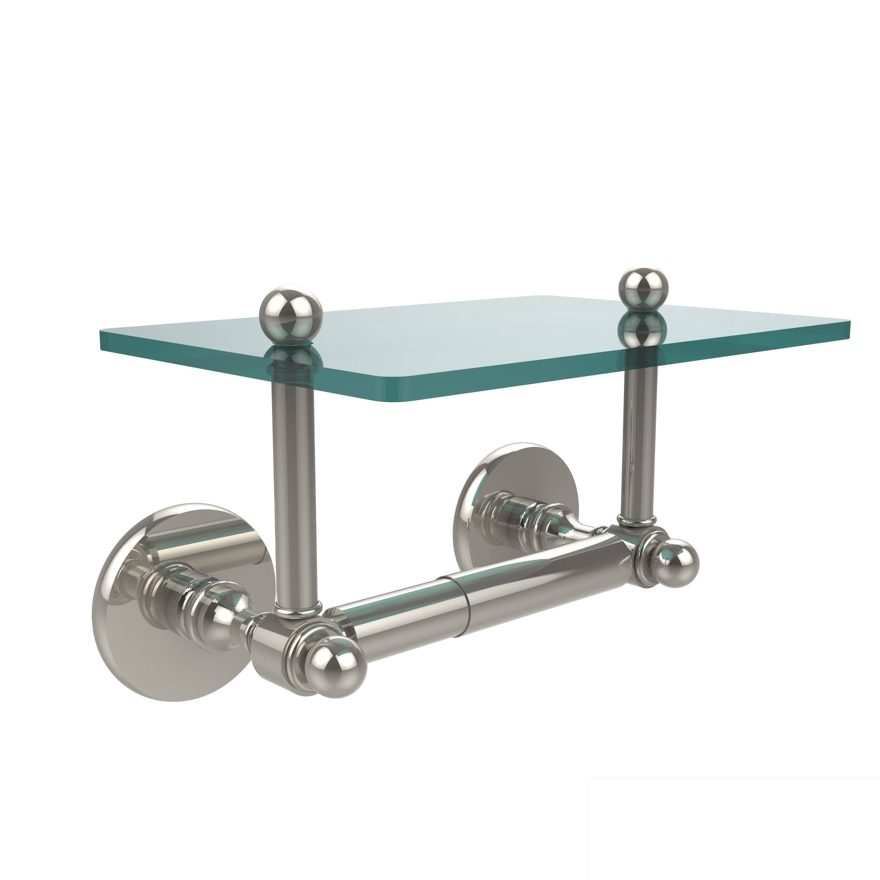 Two Post Toilet Tissue Holder with Glass Shelf Brushed Bronze F989150