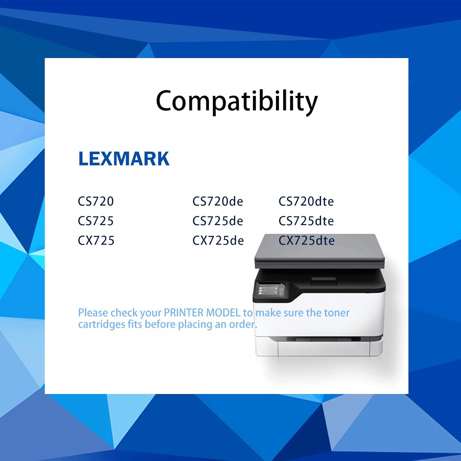 Remanufactured Toner Cartridge Replacement for Lexmark CS725 CX725 CS720 CS720de CS720dte CS725de CS725dte CX725de CX725dte Printer 74C10K0 74C10C0 74C10M0 74C10Y0 (4 Pack) B789