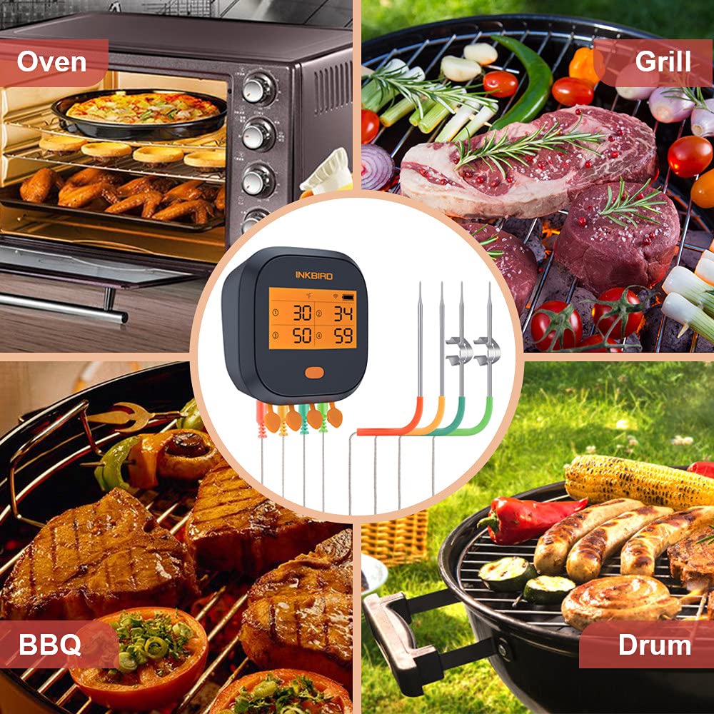 WiFi Grill Meat Thermometer with 4 Colored Probes P133915