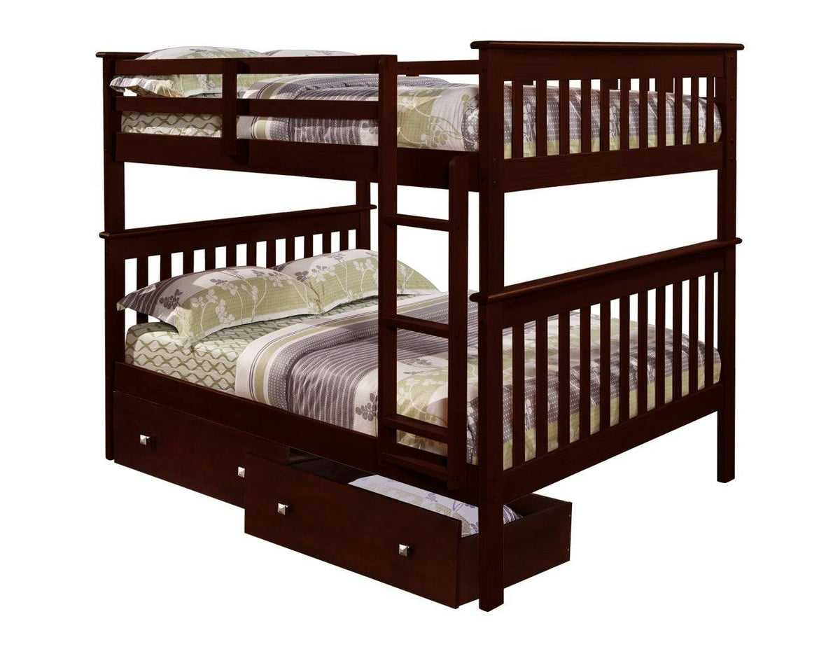 Full Over Full Bunk Bed with Under-Bed Drawers W480165