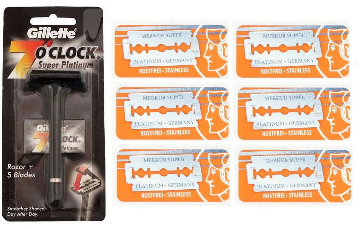 Safety Razor with 5 Blades and Double Edge Safety Razor Blades 10 ct. Pack of 6 R677547