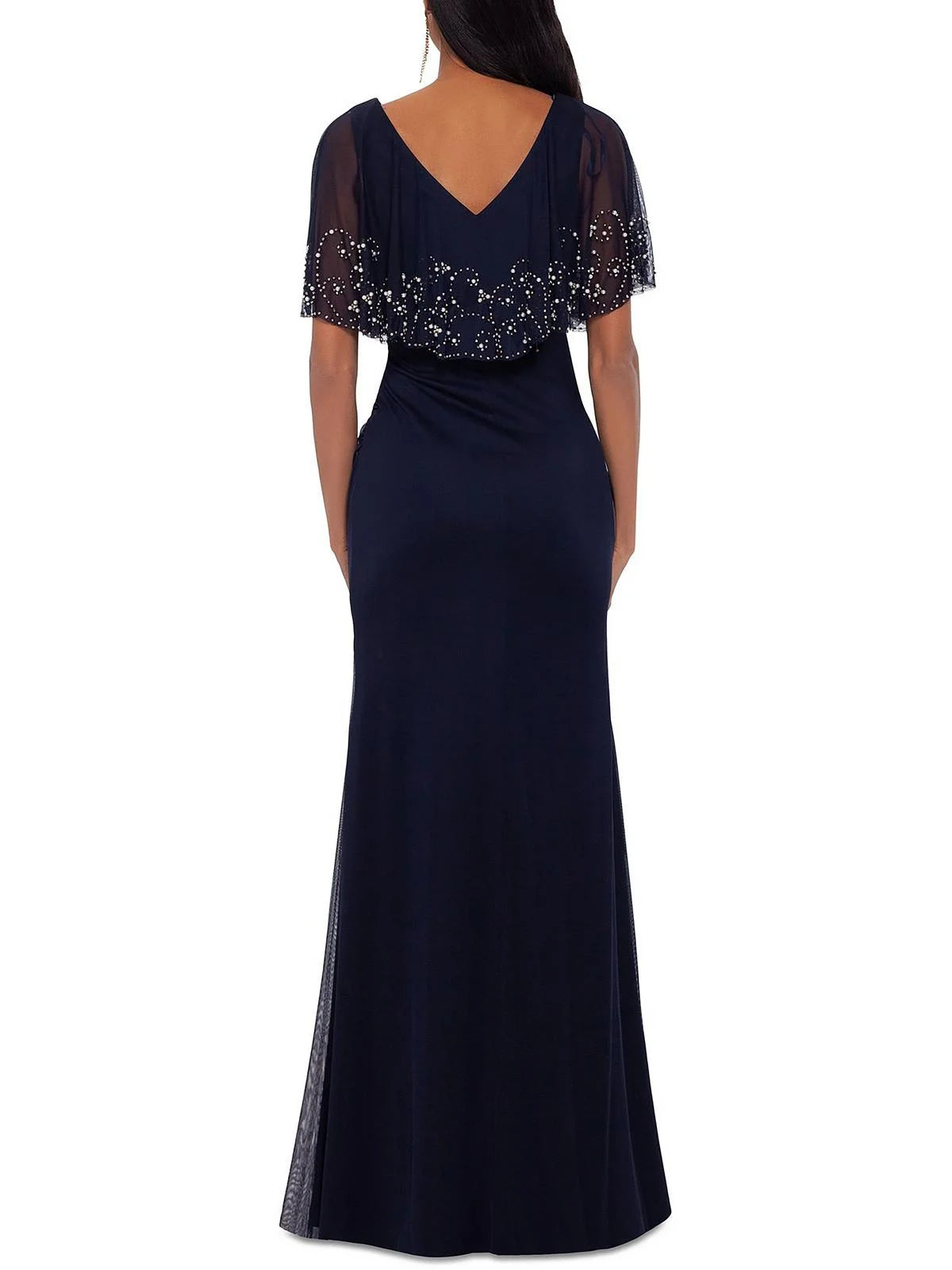 Embellished Capelet Evening Dress S792