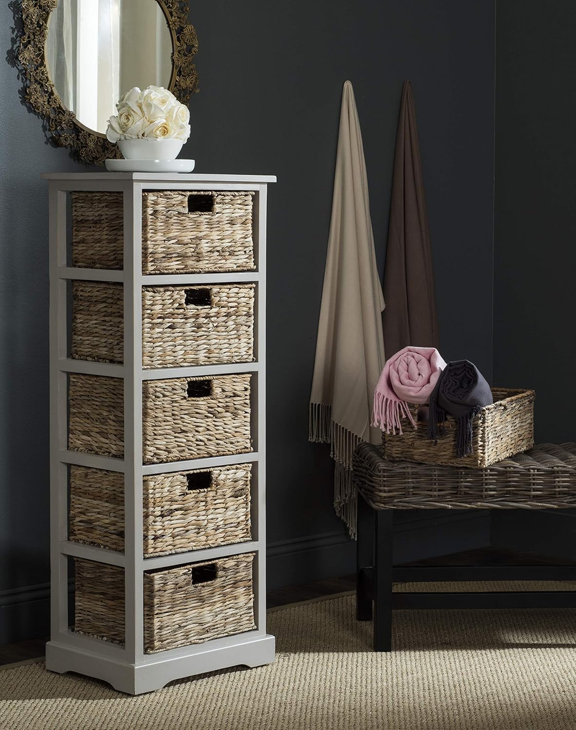 Wicker Basket Storage Tower Q2752