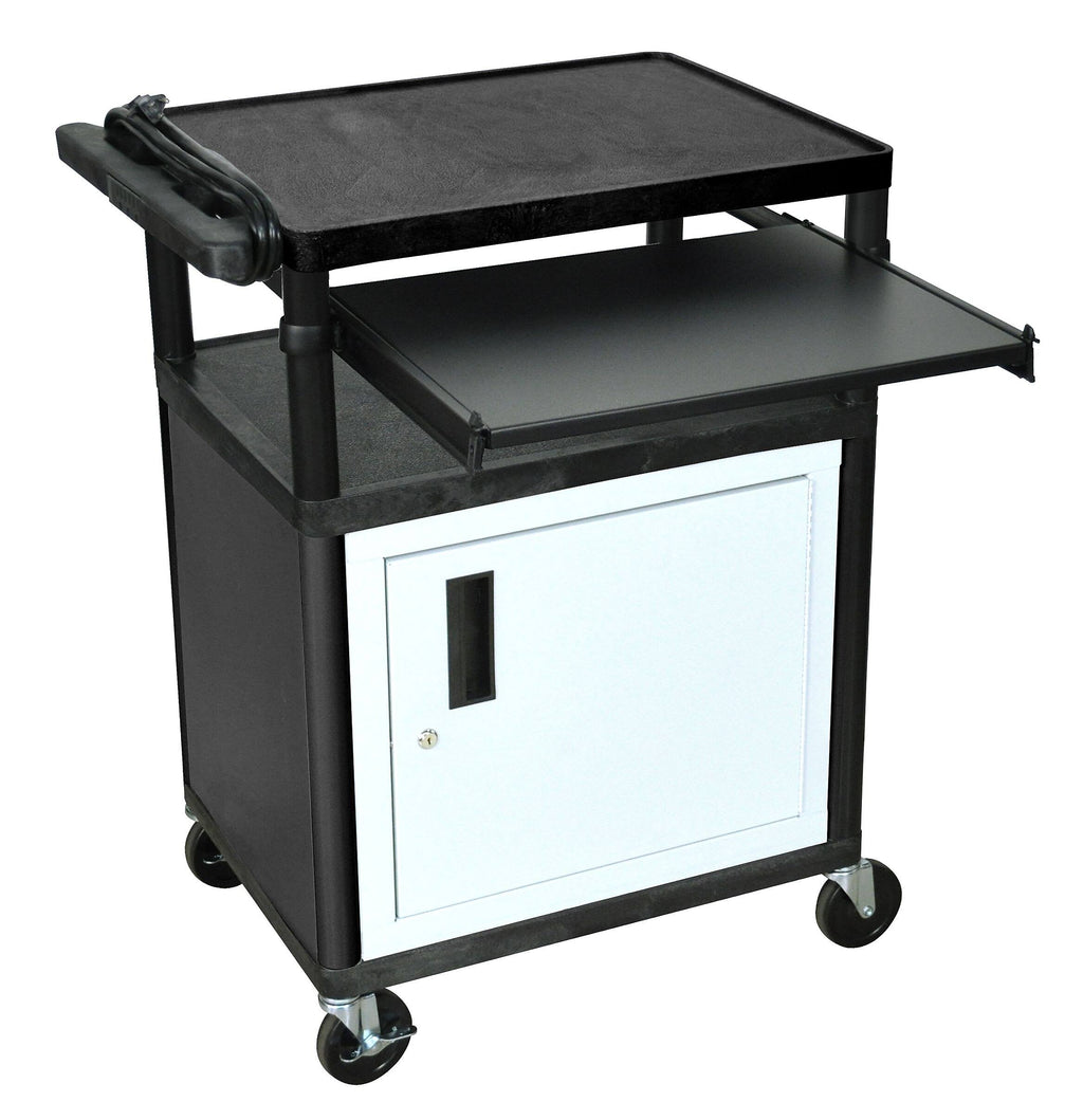 Black 3 Shelf Presentation Cart with Cabinet T293203