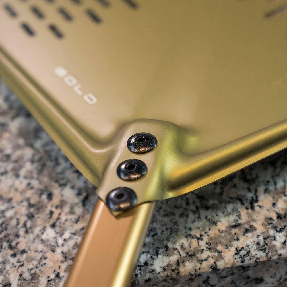 Gold 13x22 Anodized Aluminum Square Perforated Pizza Peel I3253