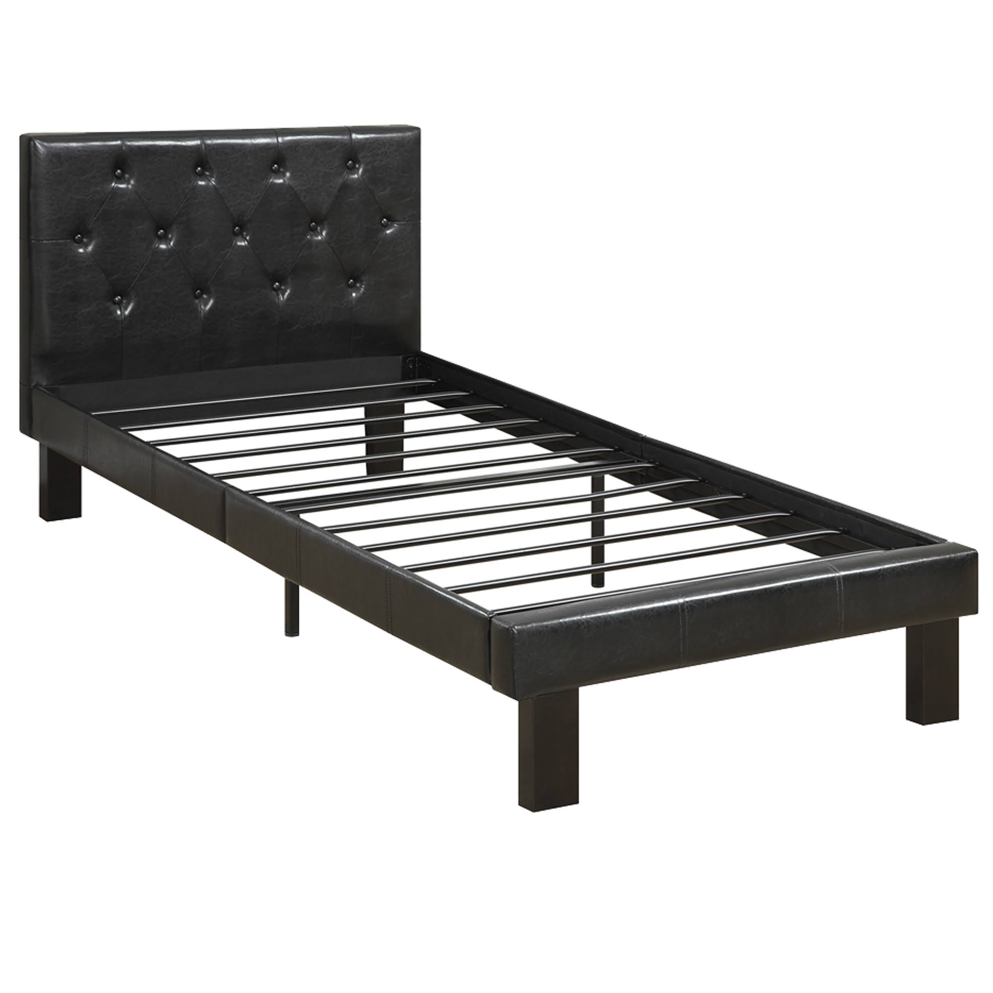 Black Faux Leather Headboard Full Bed D438