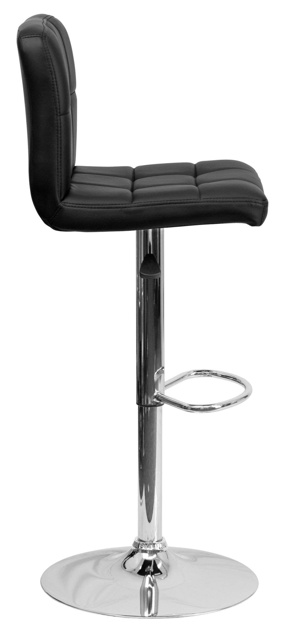 Black Quilted Vinyl Adjustable Height Barstool with Chrome Base F856083