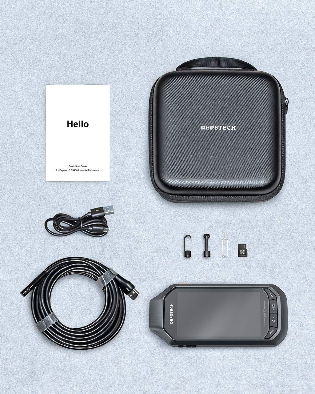 Dual-Lens 1080P HD Inspection Camera with Light, 7.9mm Industrial Borescope IP67 Waterproof, 16.5ft Semi-Rigid Cable M42392