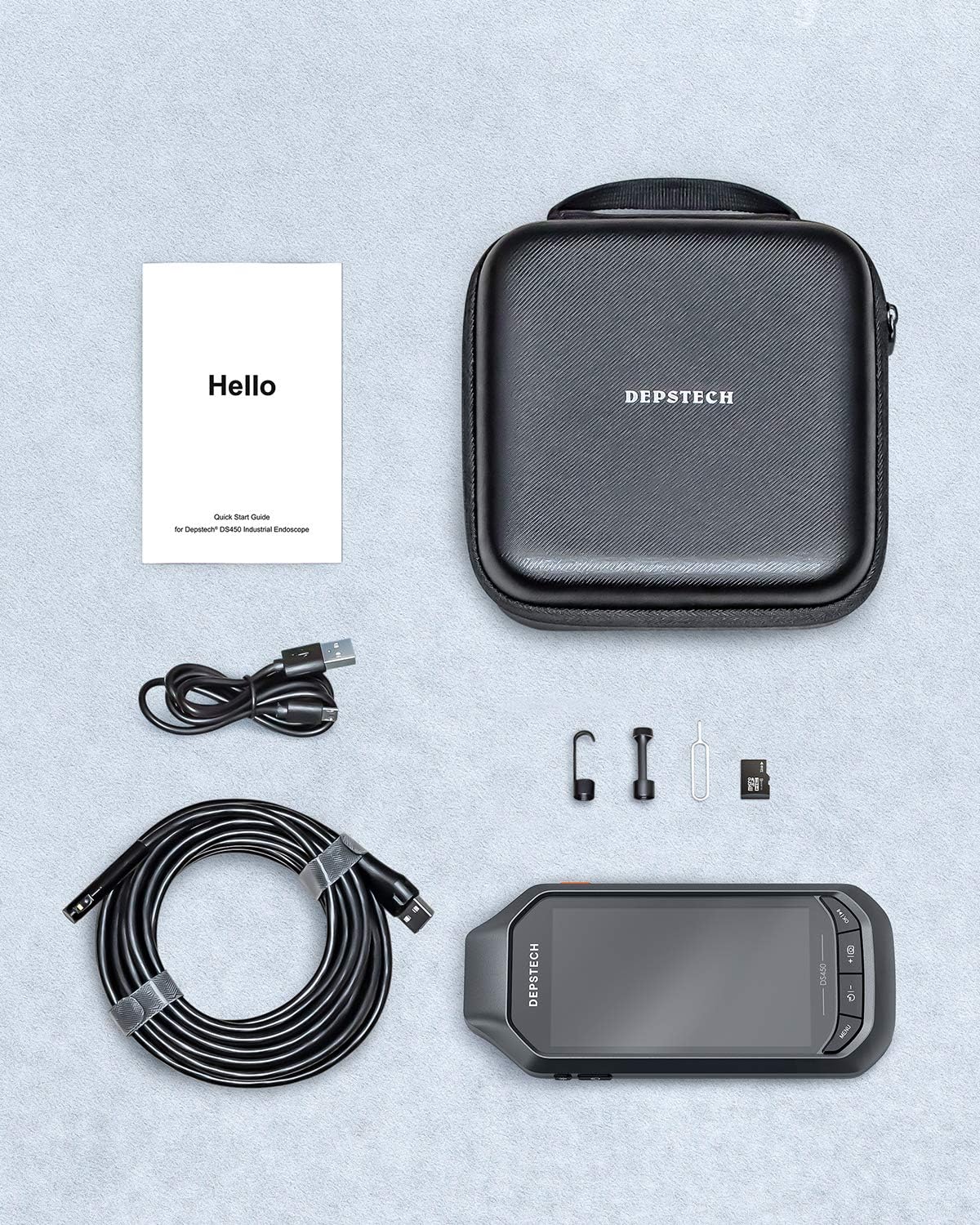 Dual-Lens 1080P HD Inspection Camera with Light, 7.9mm Industrial Borescope IP67 Waterproof, 16.5ft Semi-Rigid Cable M42392