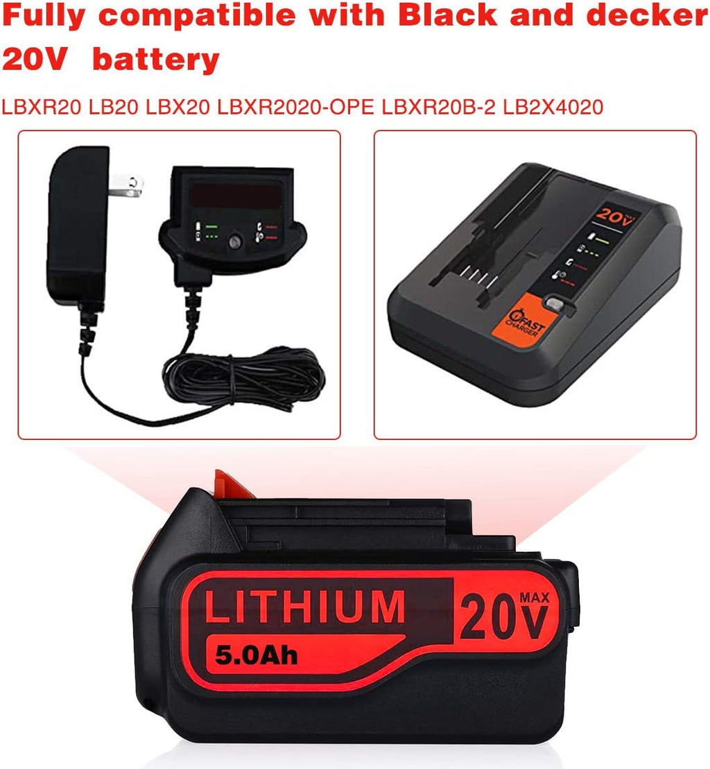 2Pack 5.0Ah 20V Lithium Replacement Battery for Black and Decker 20V P622124