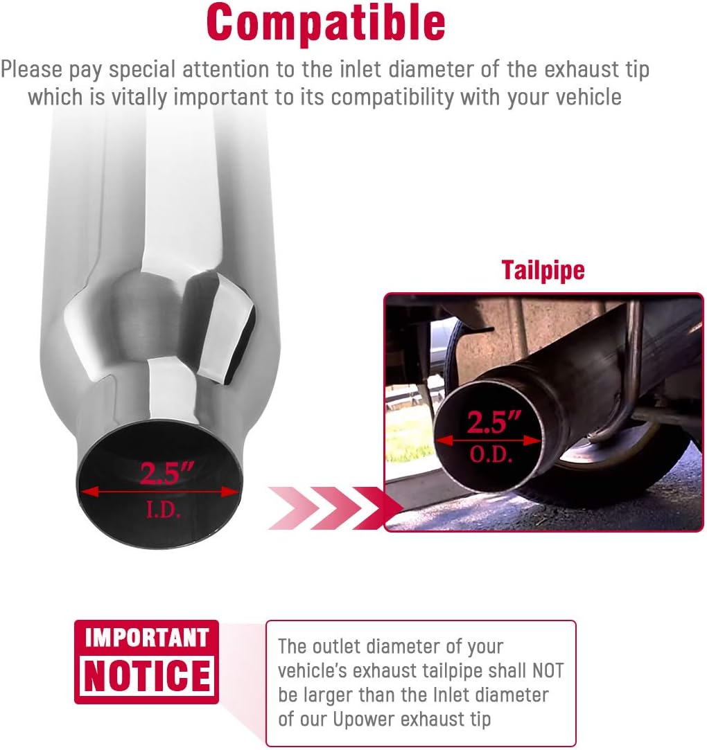 2.5" to 4" Stainless Steel Weld-On Exhaust Tips, Pack of 2 M8579
