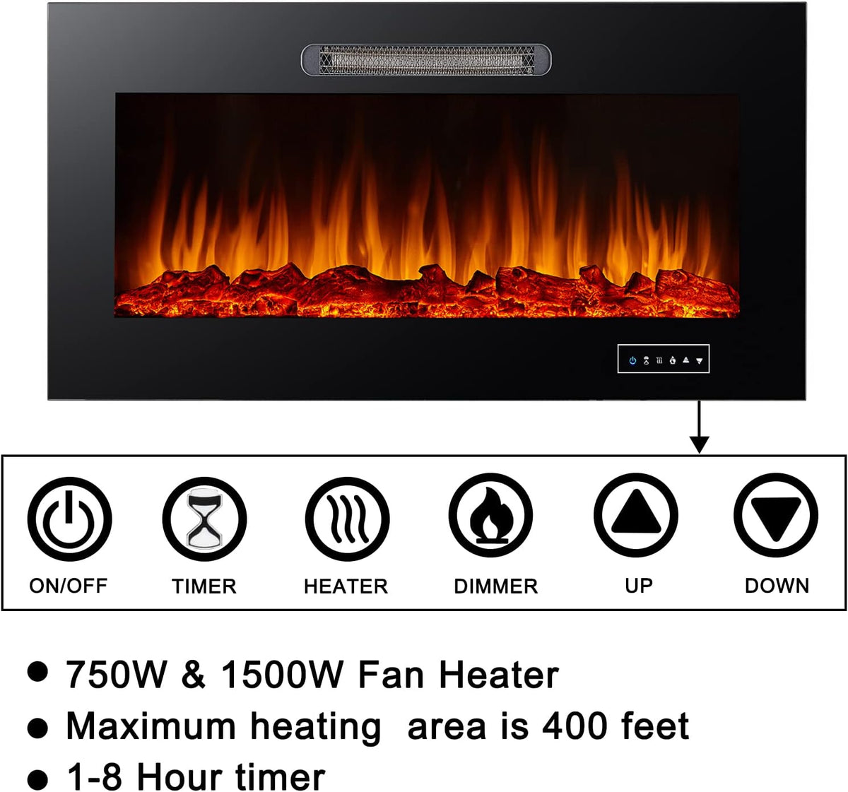 Black Electric Fireplace I3030