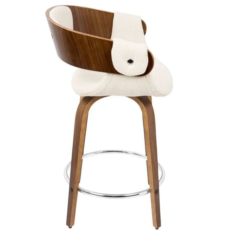 Set of 2 Counter Stool Cream Walnut F7554