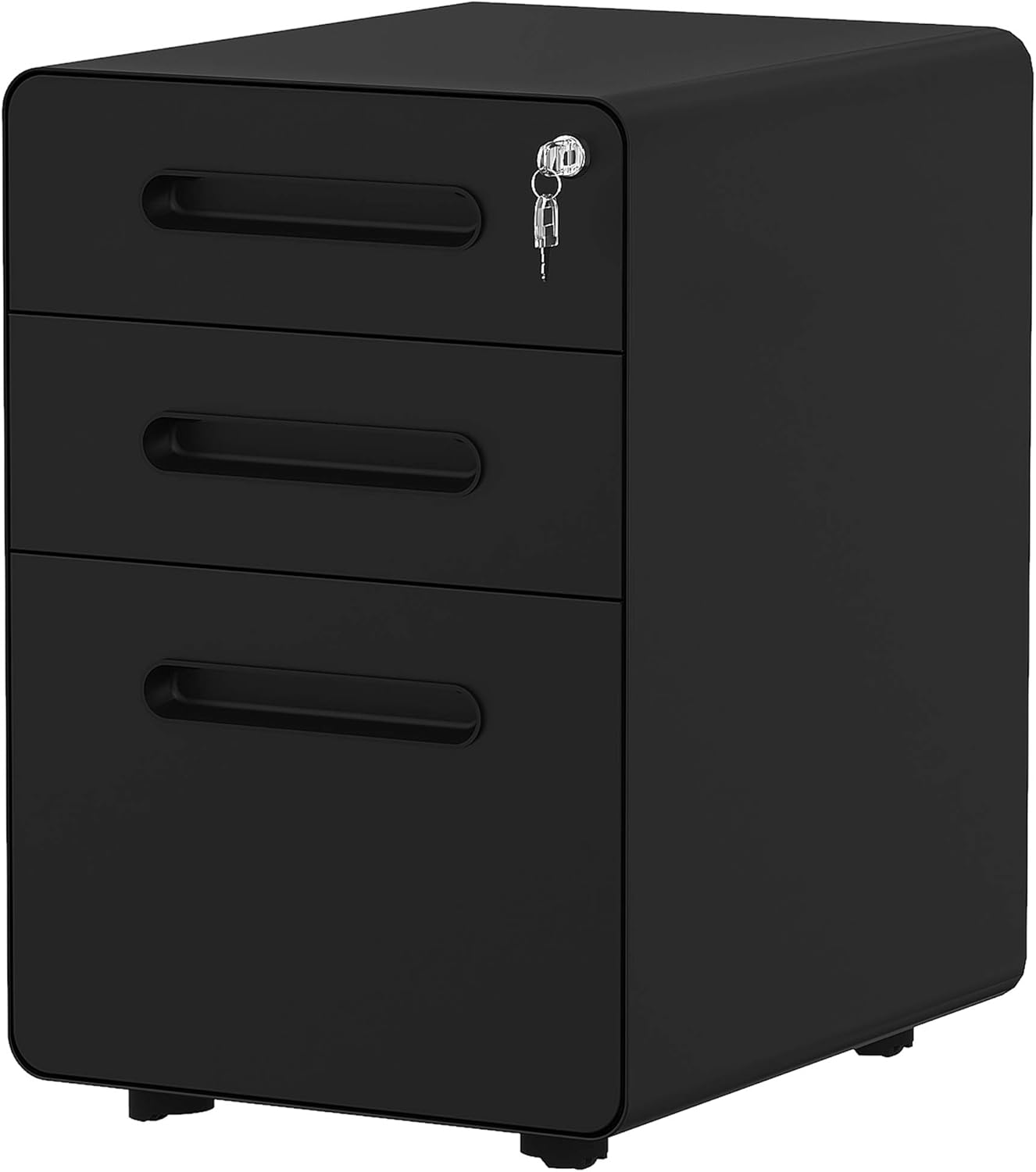 White Metal 3-Drawer Rolling File Cabinet with Lock Z6493