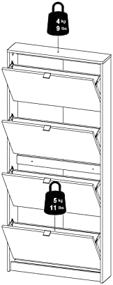 Black Matte 4 Drawer Shoe Cabinet T868