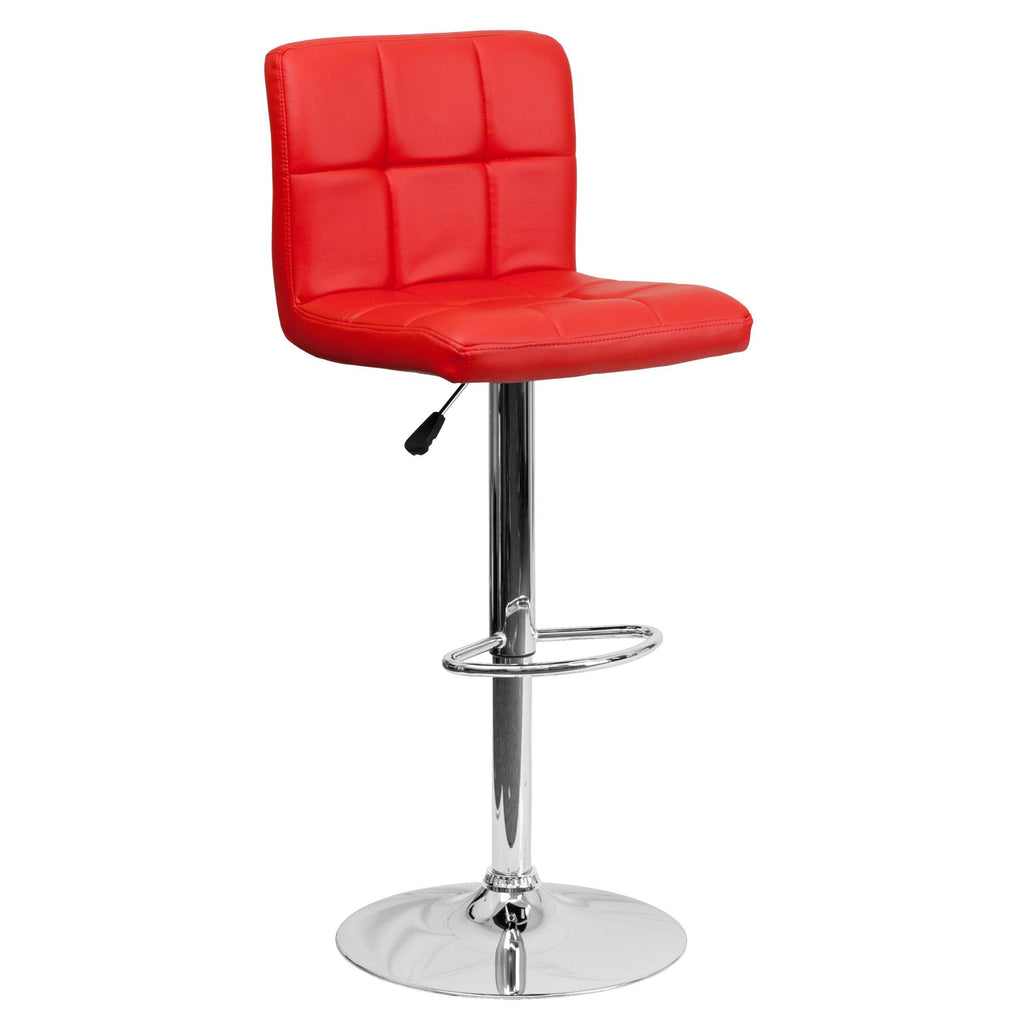 Black Quilted Vinyl Adjustable Height Barstool with Chrome Base F856083