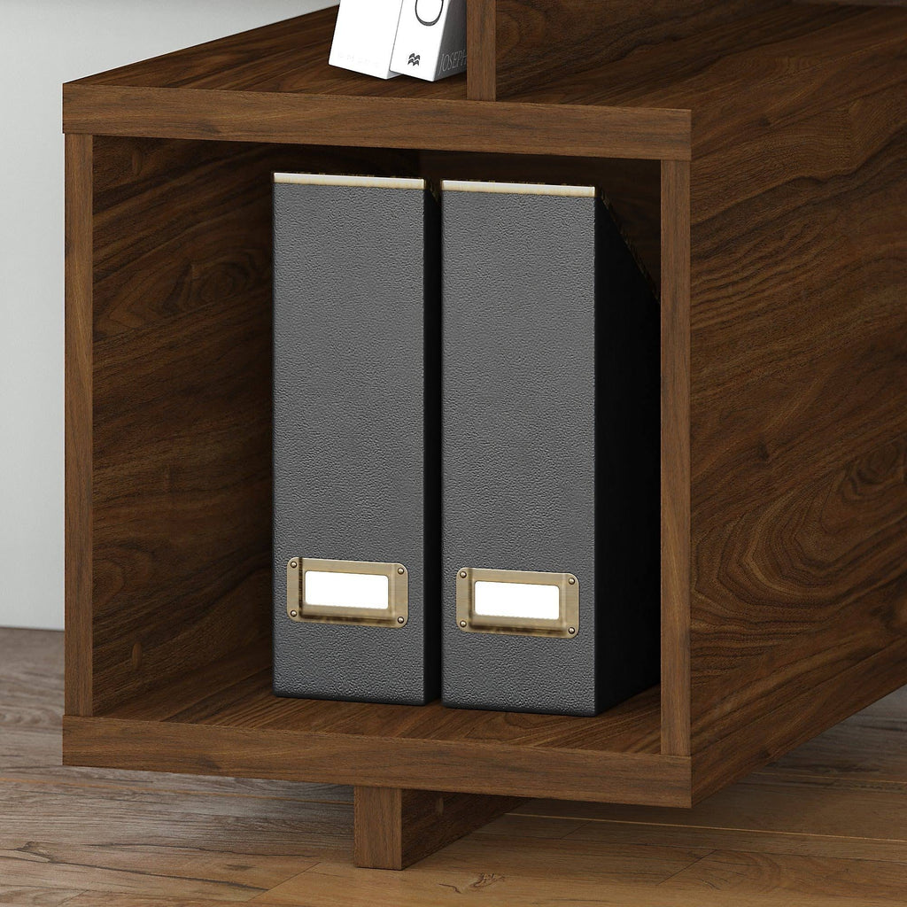 Modern Gray Writing Desk with Low Bookcase M1983