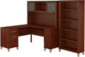 L Shaped Desk with Hutch and 5 Shelf Bookcase, 72W, Storm Gray G4424